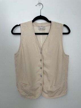 Go Silk Tailored Button Up Vest, 100% Silk Ivory /  White, Women's Medium
